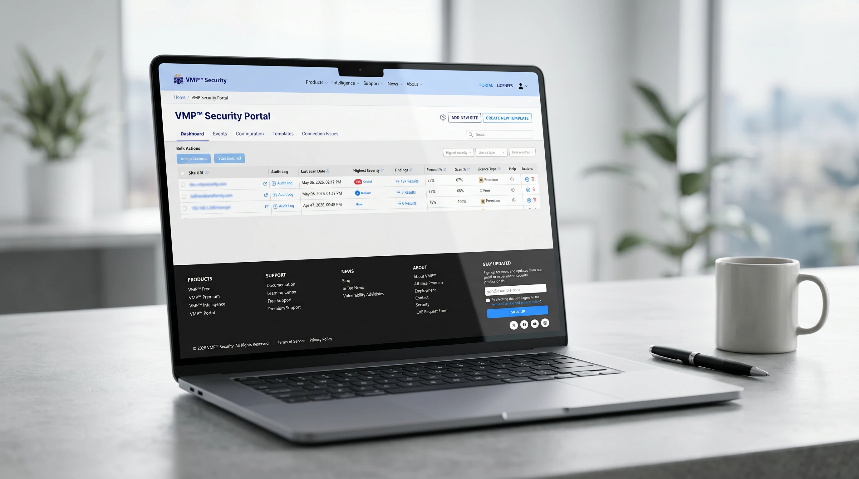 VMP&trade; Security Portal dashboard